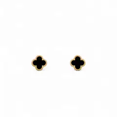 AMBAR - Aros Sweet Clovers Onix Trébol Dorado