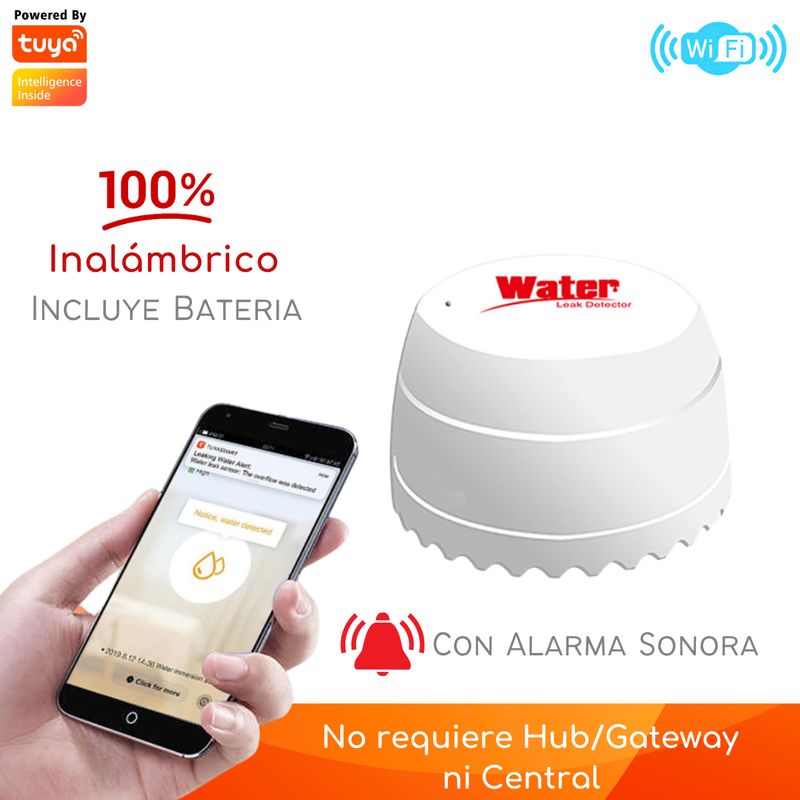D MOTICA - Sensor De Inundación Inalámbrico - Fuga De Agua Inteligente Wifi Con Sirena