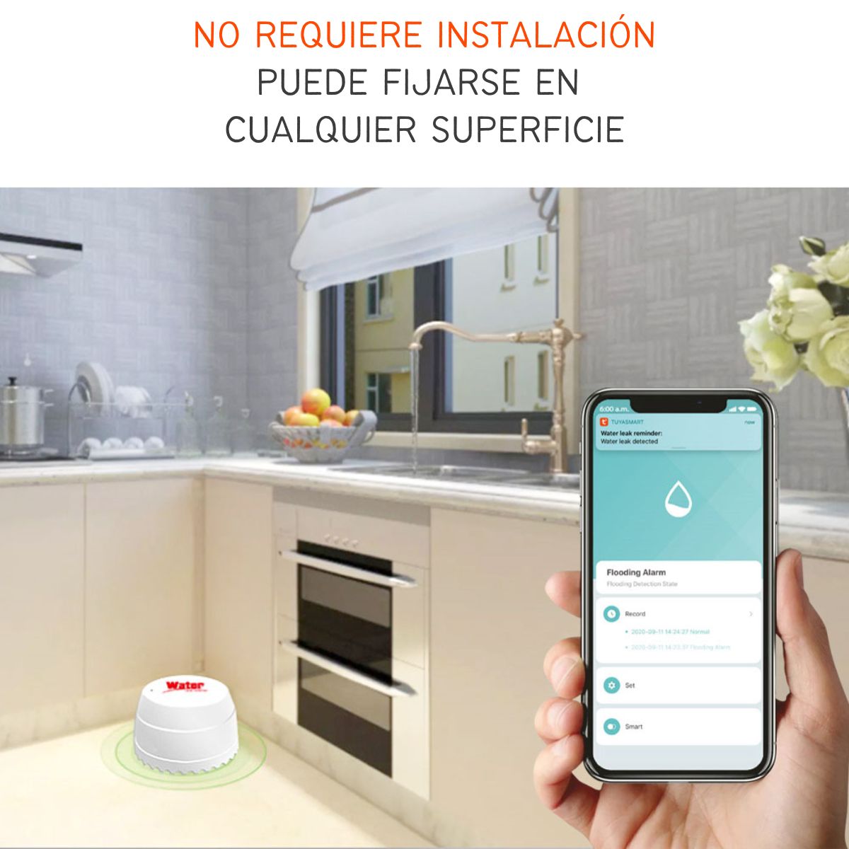 D MOTICA - Sensor De Inundación Inalámbrico - Fuga De Agua Inteligente Wifi Con Sirena