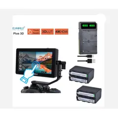 GENERICO - KIT MONITOR FEELWORLD TOUCH 4K + 2 BATERÍAS NP-F970 + CARGADOR DOBLE