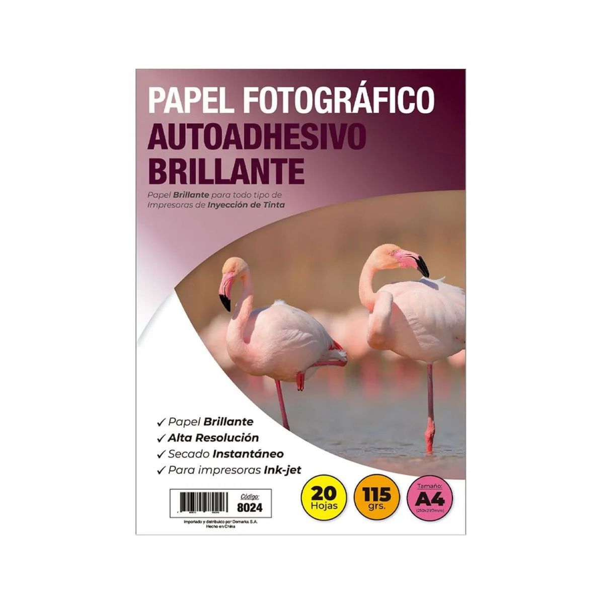 ADETEC - Papel Fotográfico Adhesivo Glossy 115 g A4 X 20 Hojas