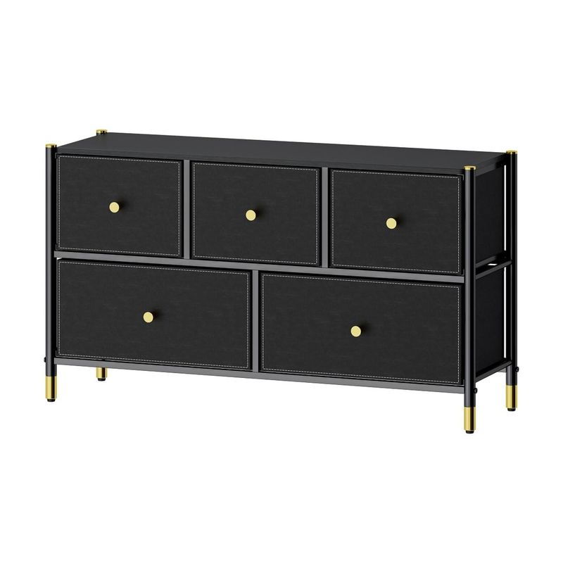 GENERICO - Cajonera Comoda 5 Cajones Estructura Metalica Negro