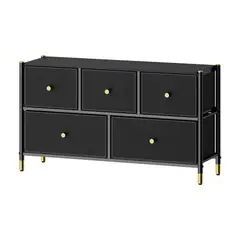 GENERICO - Cajonera Comoda 5 Cajones Estructura Metalica Negro