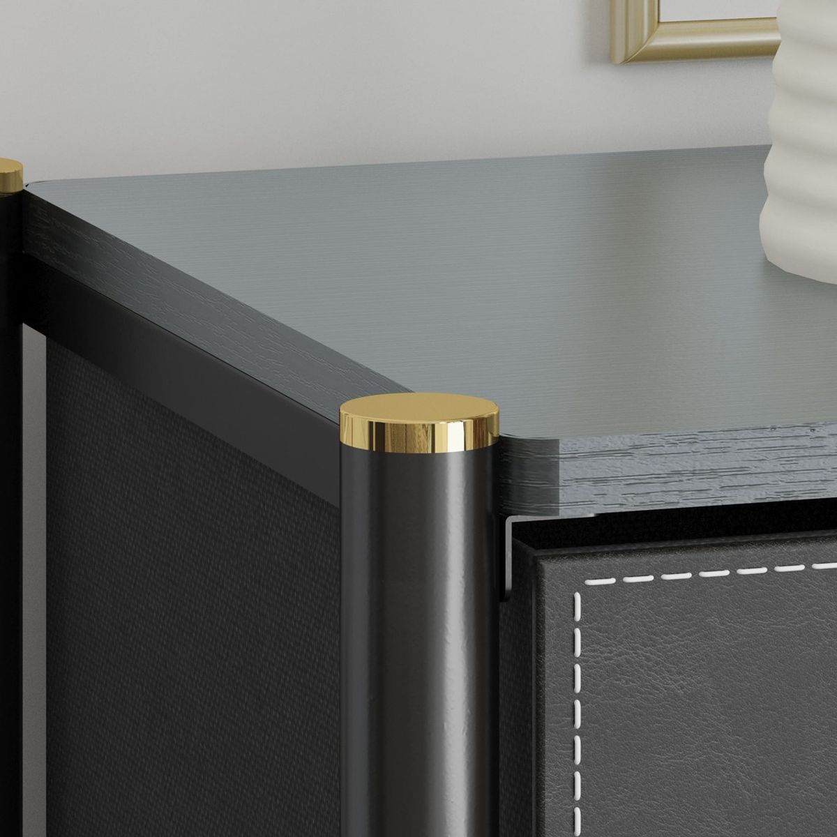 GENERICO - Cajonera Comoda 5 Cajones Estructura Metalica Negro