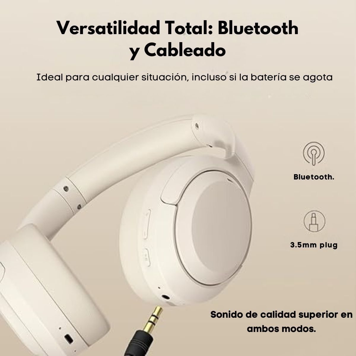 LANGSDOM - Audífonos Bluetooth ANC ENC Larga Duración Langsdom HBN07 Beige