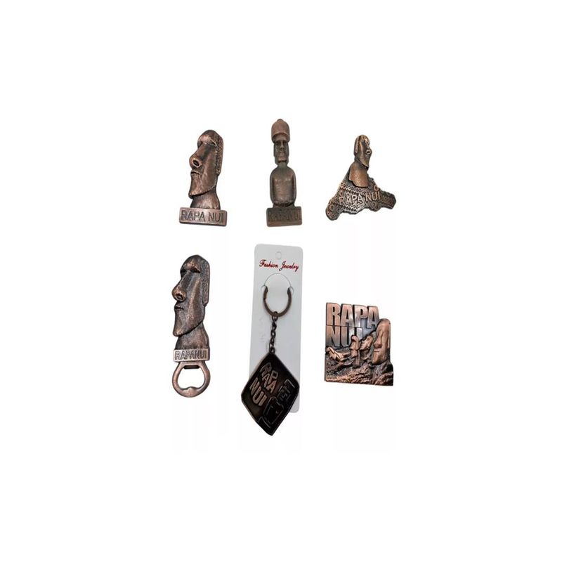 GENERICO - Llaveros Magnetos Isla De Pascua Rapanui Cobre Pack 6 Und