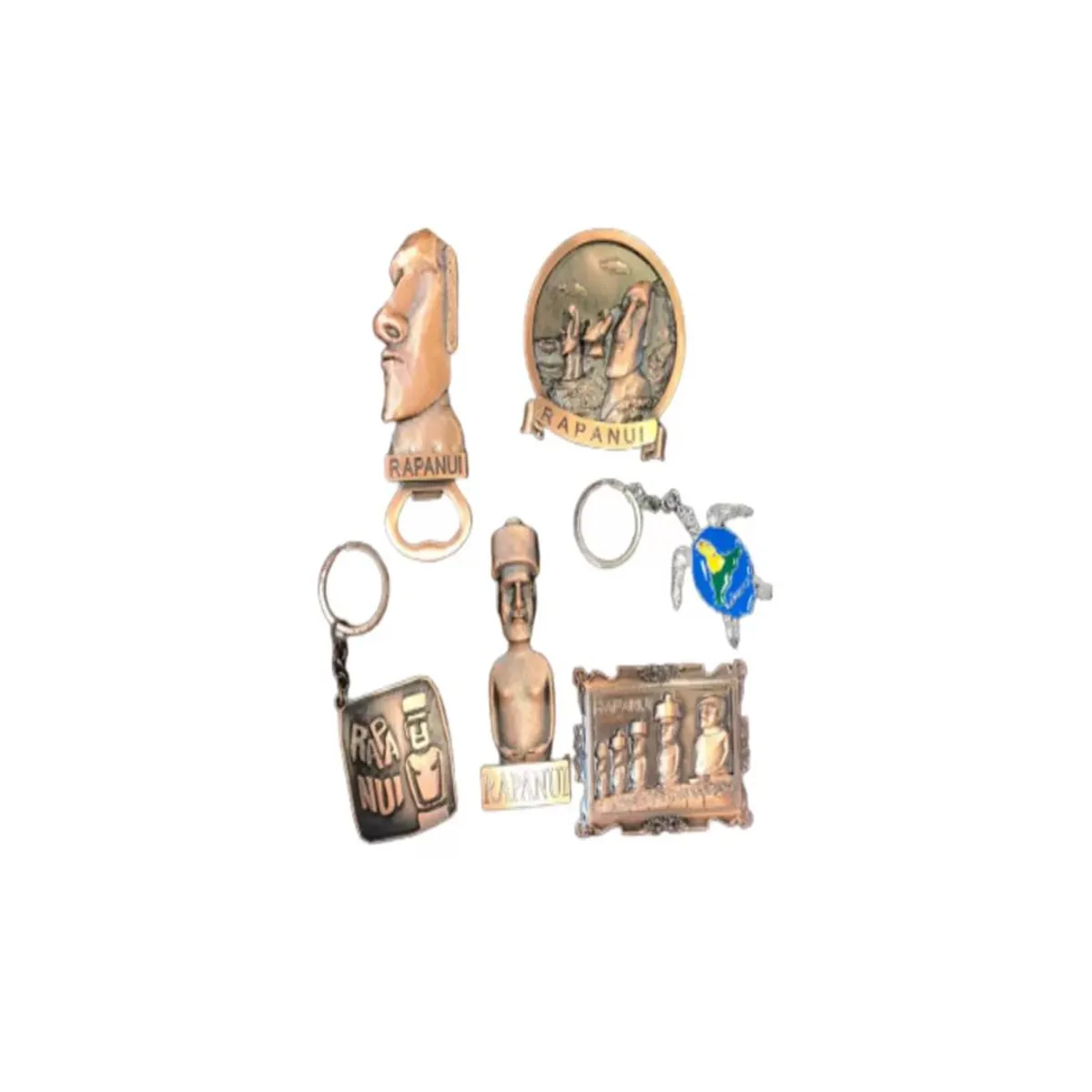 GENERICO - Llaveros Magnetos Isla De Pascua Rapanui Cobre Pack 6 Und