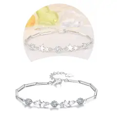 KUANGYE - Pulsera Plata 925 Ajustable Estrellas Circón En Oro