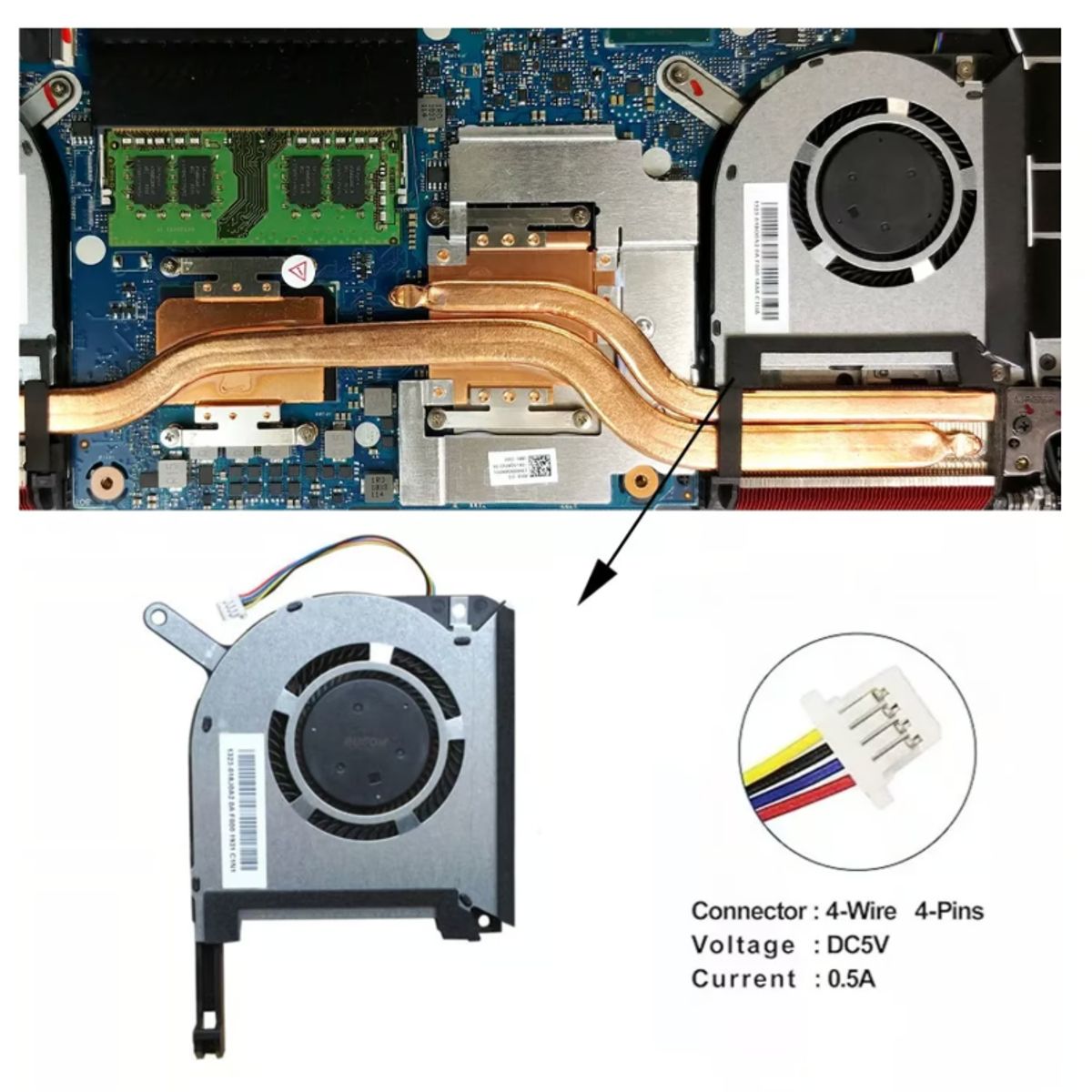 KUANGYE - Ventilador Para Asus Tuf Lado Gpu A15 F15 Fa506 Fx506 Fx505