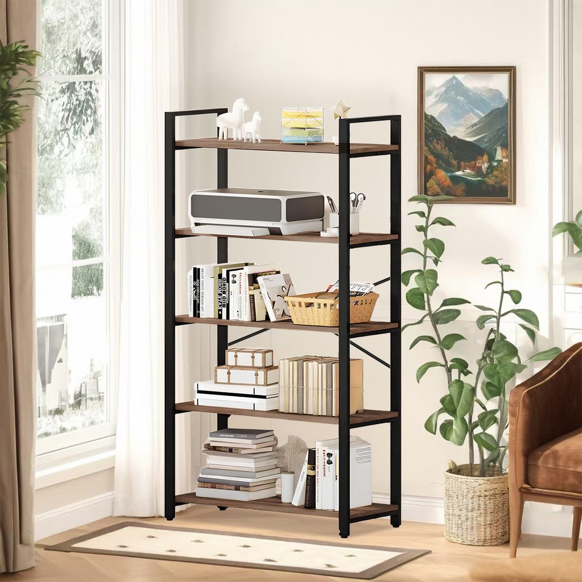 ROHE - ROHE Estante de 5 Repisas Multiuso 152x72x33cms Marrón