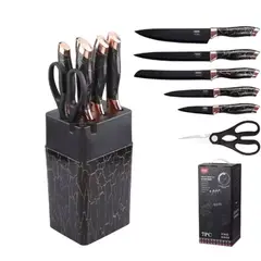 GENERICO - Set Cuchillos Premium 7 Piezas De Bloque De Acero Inoxidable