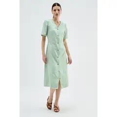 MA GRIFFE - Vestido Lyocell Abotonado Verde Magriffe