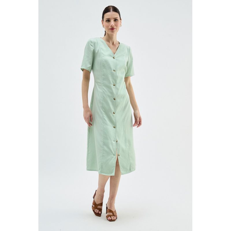 MA GRIFFE - Vestido Largo Verde Agua Mujer Magriffe