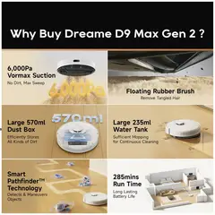 DREAME - D9 Max Gen 2 Robot Aspiradora Color Blanco