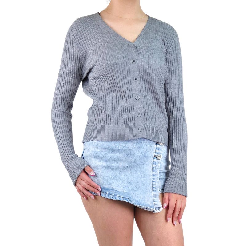 MPROPIA - Sweater Mujer Cardigan Botones Otoño Cuello V Diseño 6013