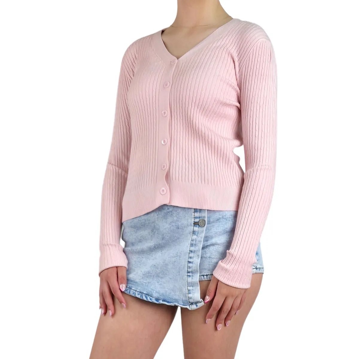 LIKE SHOP - Sweater Mujer Cardigan Botones Otoño Cuello V Diseño 6013