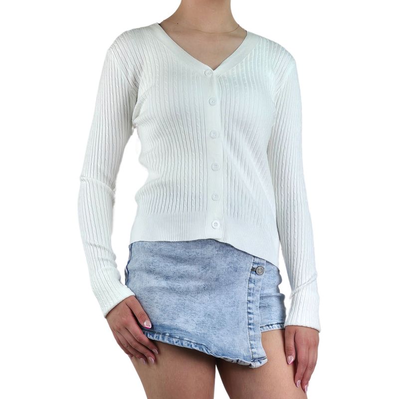 MPROPIA - Sweater Mujer Cardigan Botones Otoño Cuello V Diseño 6013