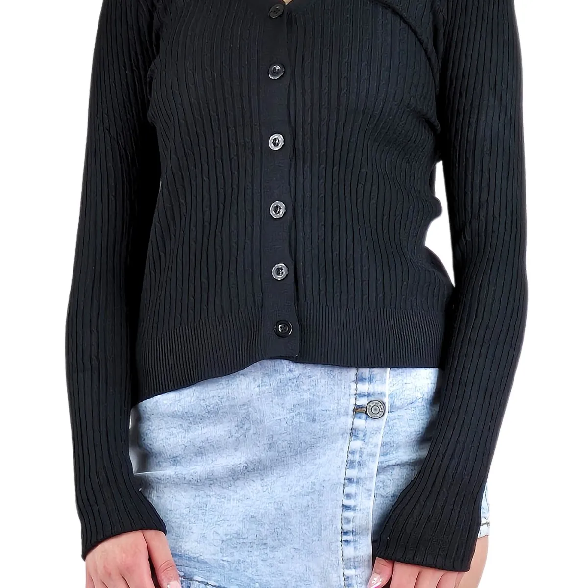 LIKE SHOP - Sweater Mujer Cardigan Botones Otoño Cuello V Diseño 6013