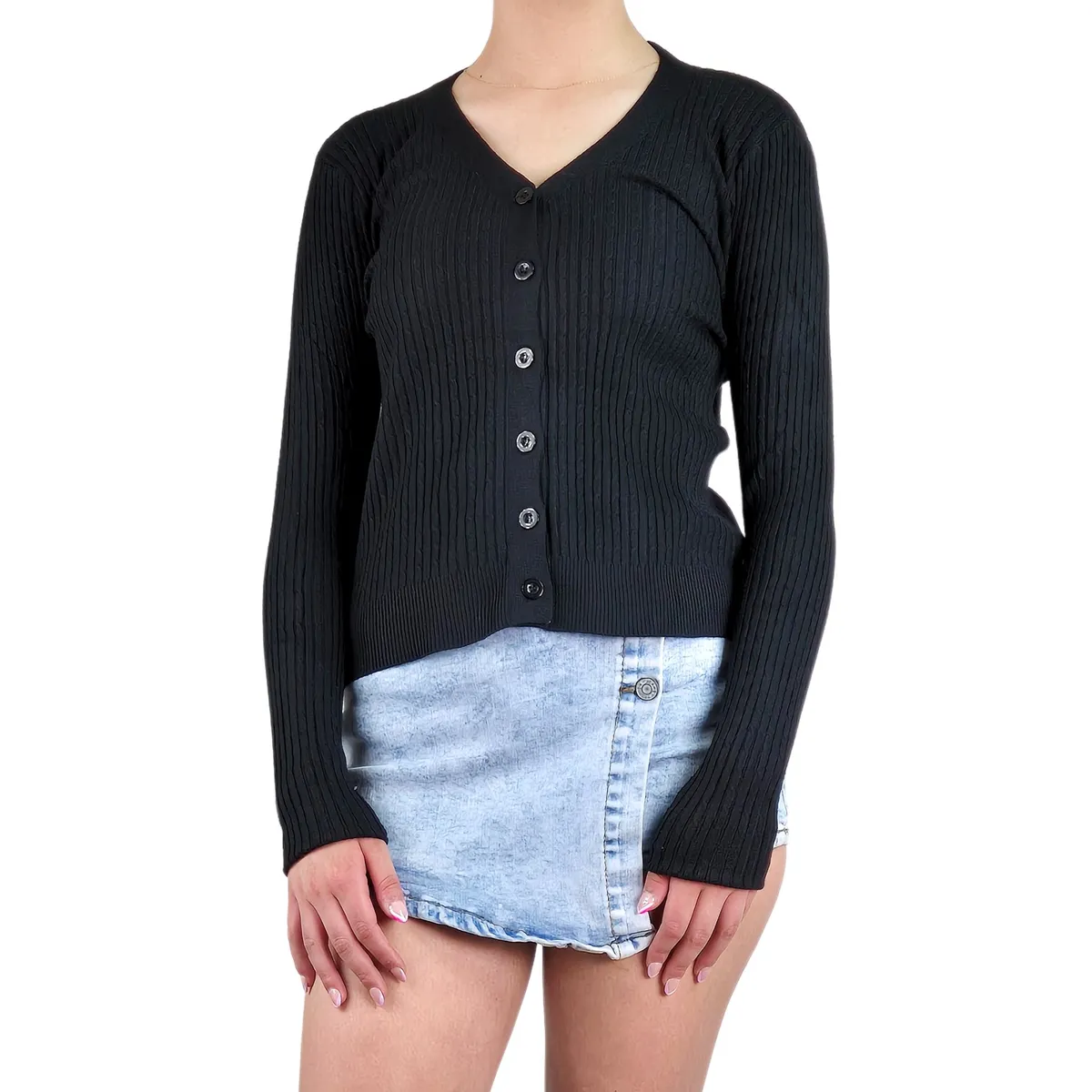LIKE SHOP - Sweater Mujer Cardigan Botones Otoño Cuello V Diseño 6013