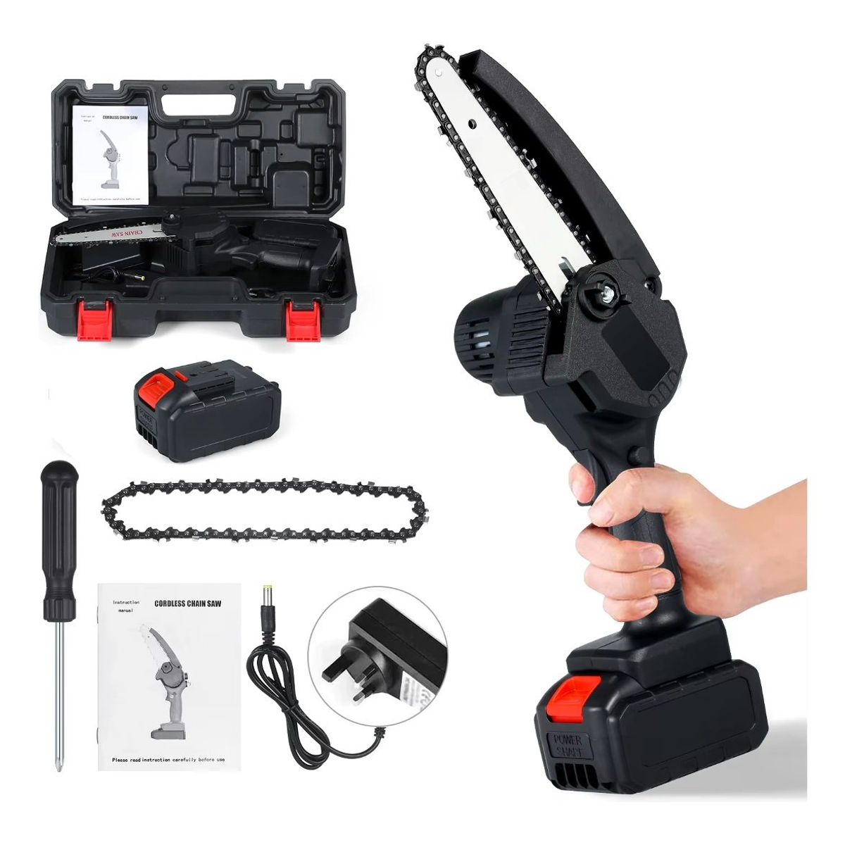 IRM - Motosierra Portatil Inalambrica 98v Poda De Arboles Jardin Con Una Bateria Recargable FIGOIMPORT