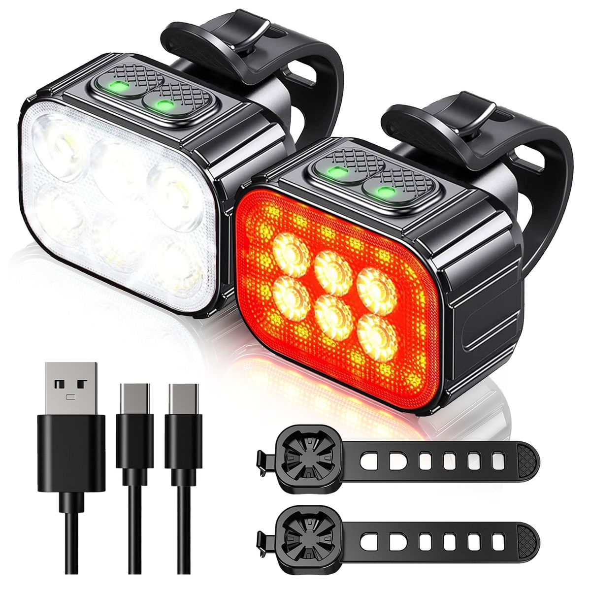 KOKILA - Pack 2 Luces Led Bicicleta Delantera Trasera Impermeable