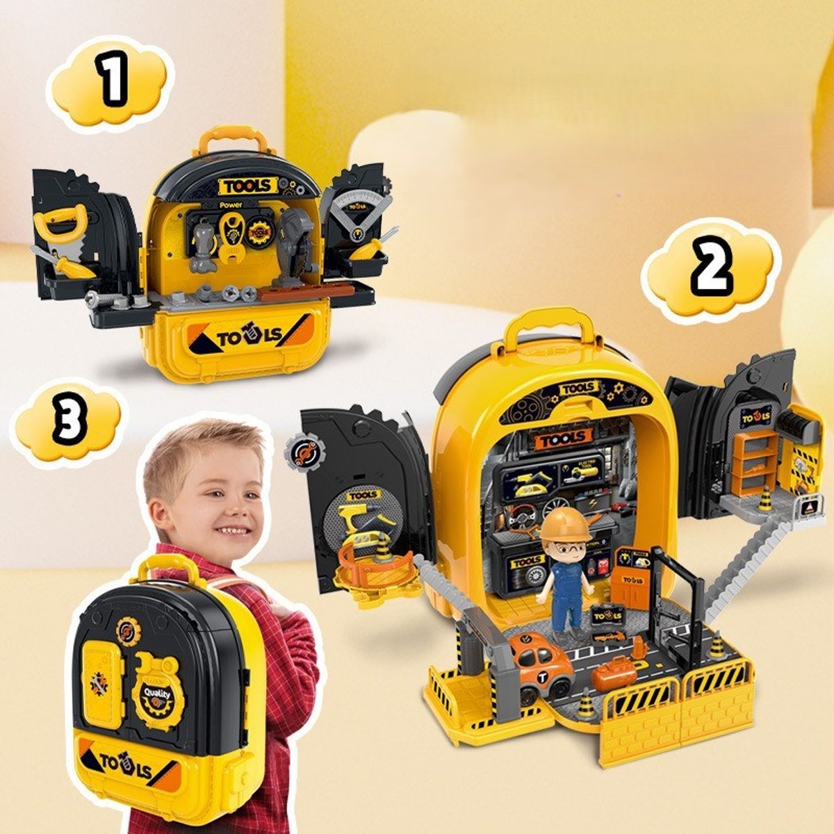 TATEE - 3-in-1 toy juguetes Mochila para herramientas de ingeniería