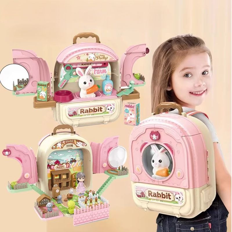 TATEE - 3-in-1 toy Juguete de mochila de granja de conejos rosa