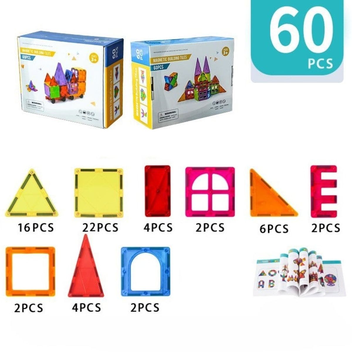 TATEE - 60pcs DIY juguetes Bloques de construcción magnéticos