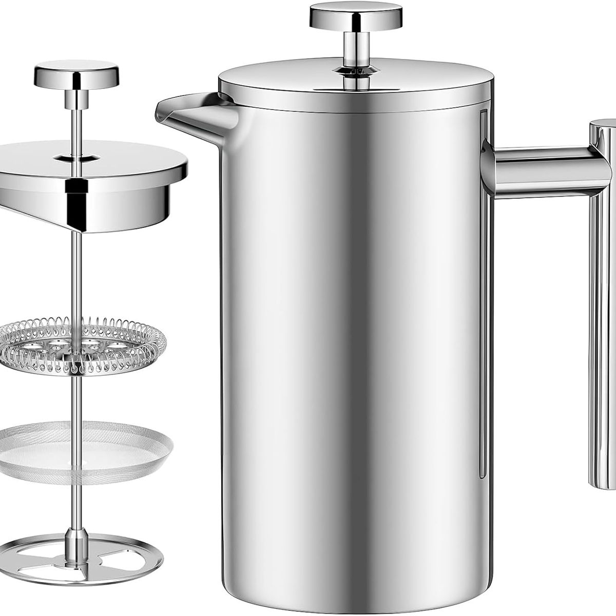 KUANGYE - Cafetera Prensa Francesa Acero Inoxidable Doble Pared 800ml