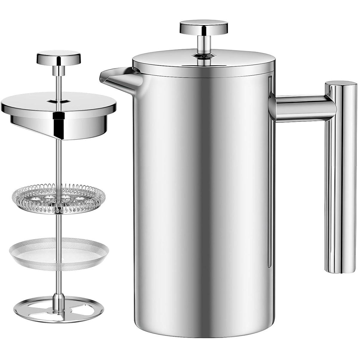 KUANGYE - Cafetera Prensa Francesa Acero Inoxidable Doble Pared 800ml