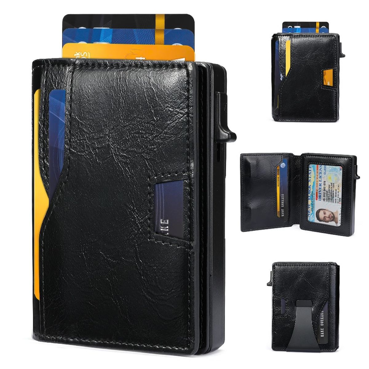 SLOWTON - Billetera Tarjetero Cuero Hombre Minimalista Con Rfid