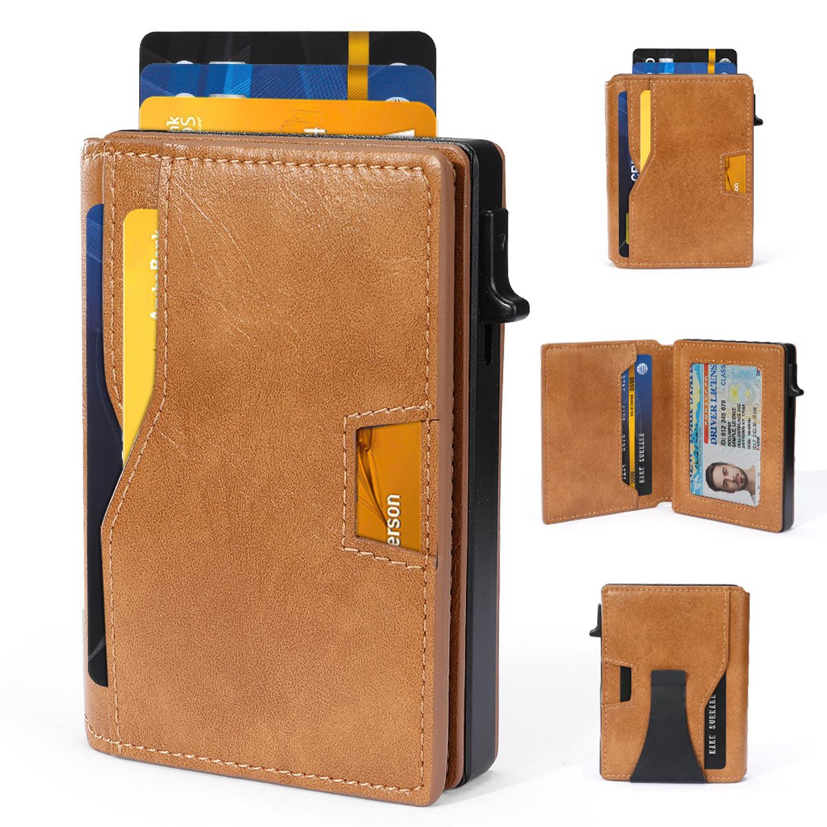 SLOWTON - Billetera Tarjetero Cuero Hombre Minimalista Con Rfid