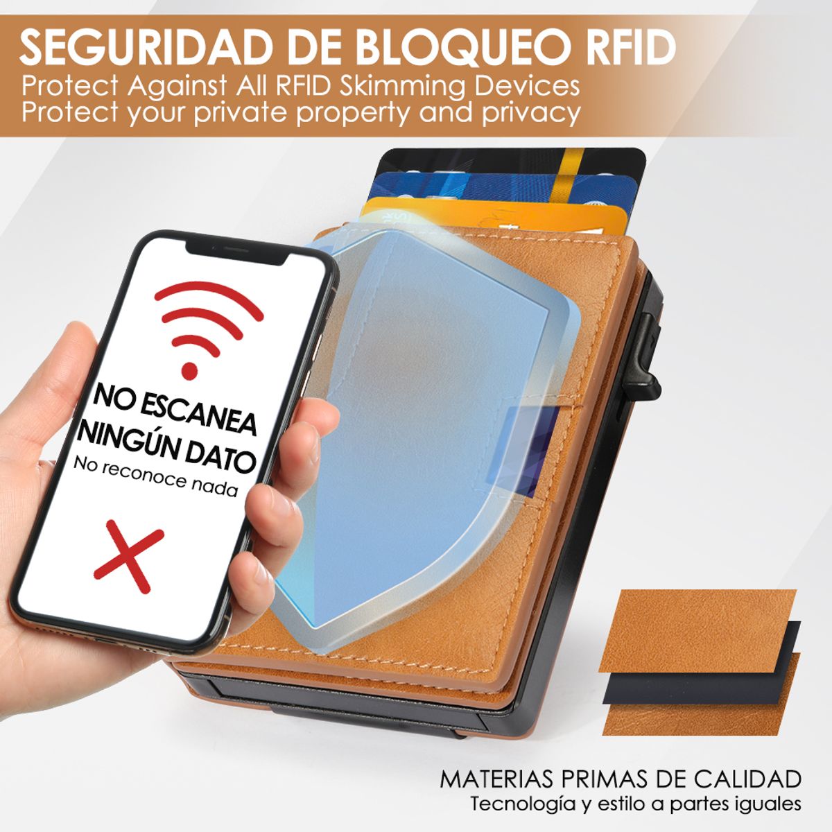 SLOWTON - Billetera Tarjetero Cuero Hombre Minimalista Con Rfid