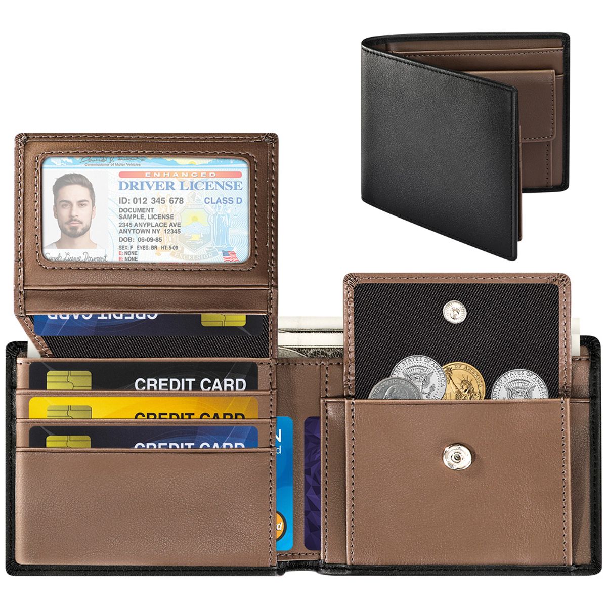 SLOWTON - Cartera Ultradelgada Cuero Con Protección Rfid Para Hombre