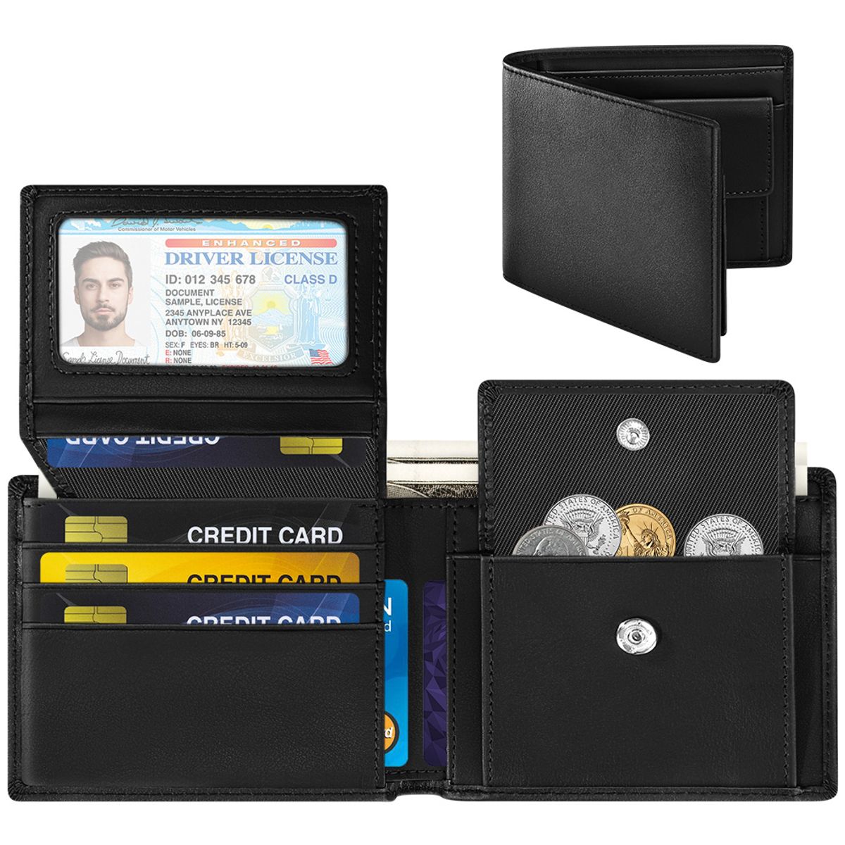 SLOWTON - Cartera Ultradelgada Cuero Con Protección Rfid Para Hombre