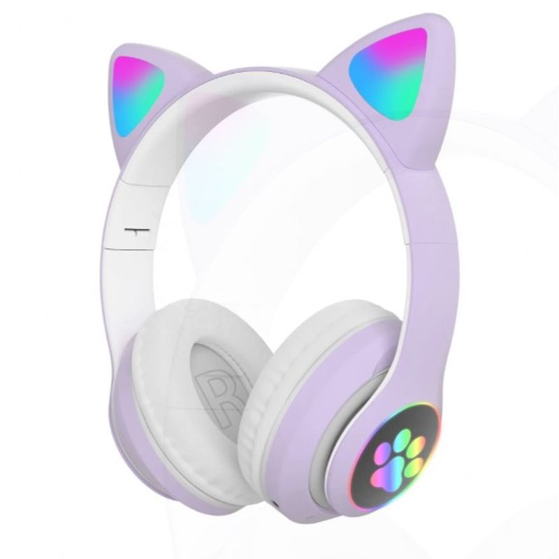 GENERICO - Audifonos Inalámbricos Diseño de Gato y Efectos de Luz LILA