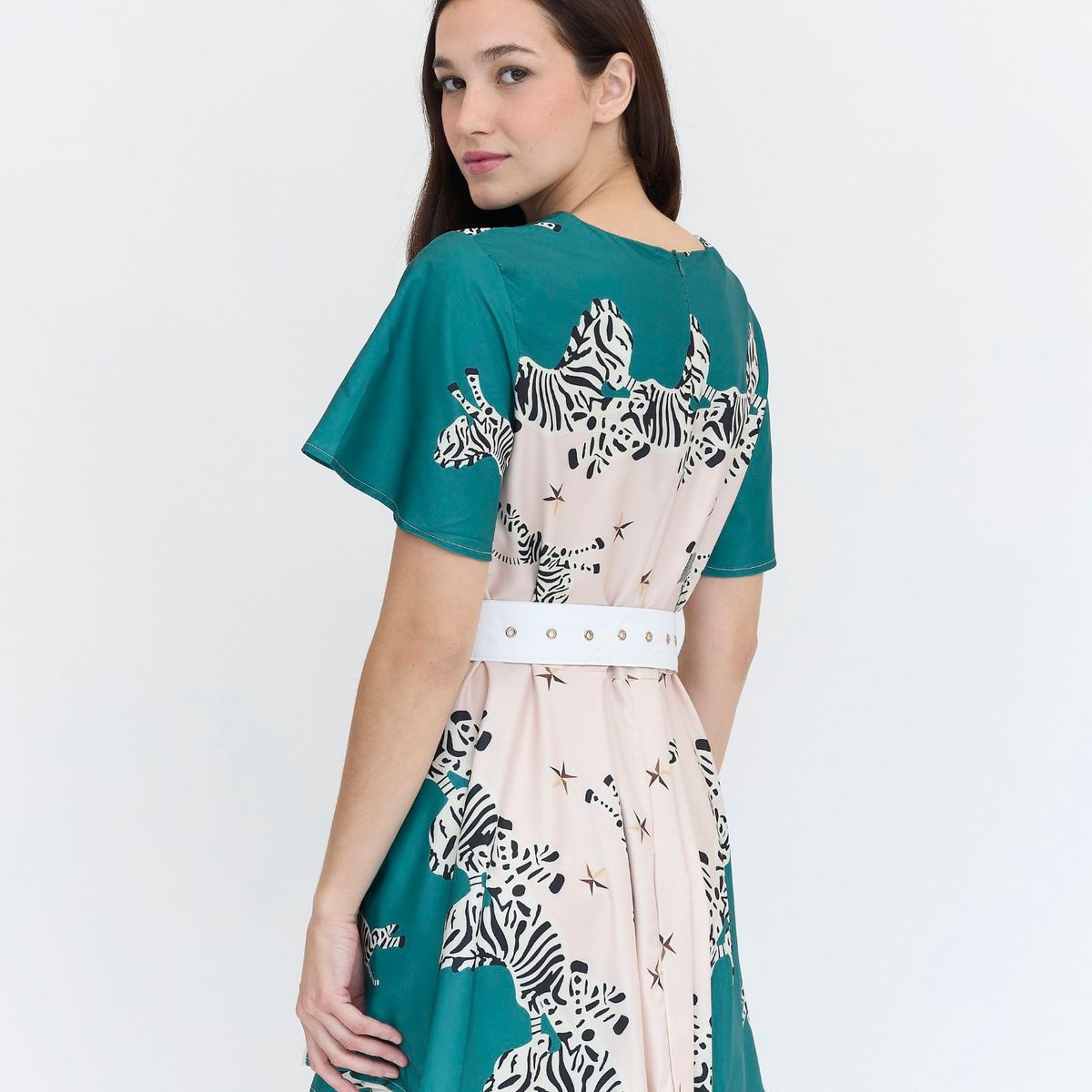 GUINDA - Vestido corto estampado Cebra Jacinta Guinda