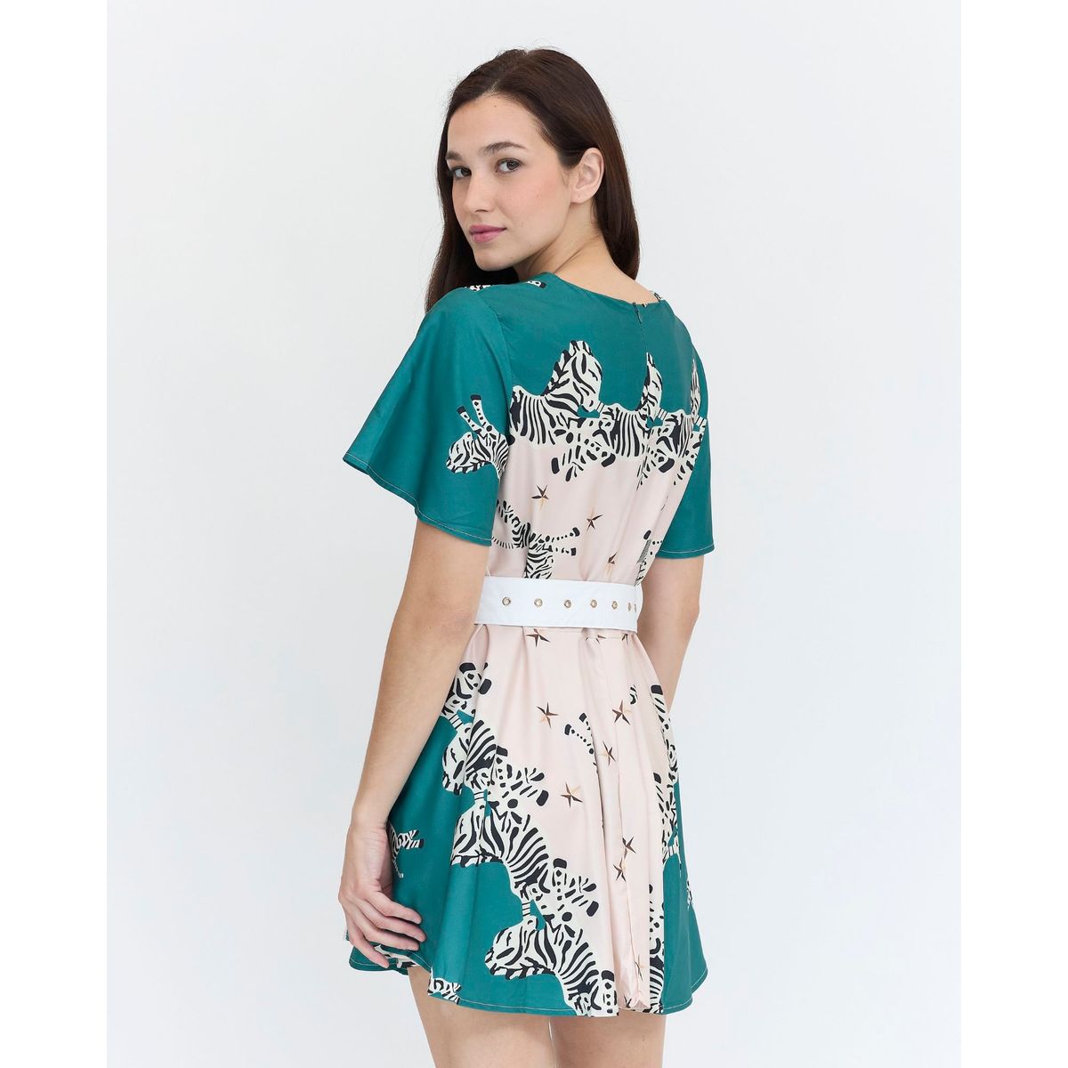 GUINDA - Vestido corto estampado Cebra Jacinta Guinda