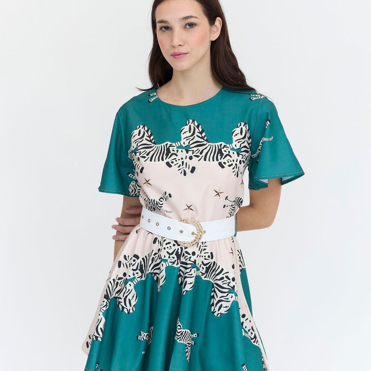 GUINDA - Vestido corto estampado Cebra Jacinta Guinda