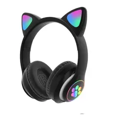 GENERICO - Audifonos Inalámbricos Diseño de Gato y Efectos de Luz NEGRO