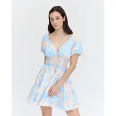 GUINDA - Vestido corto con escote en V Ambar
