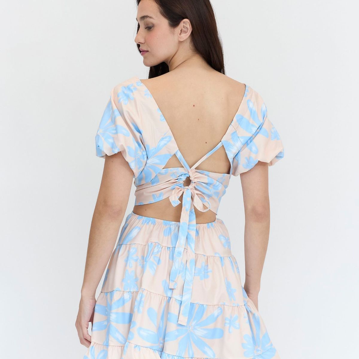 GUINDA - Vestido corto con escote en V Ambar Guinda