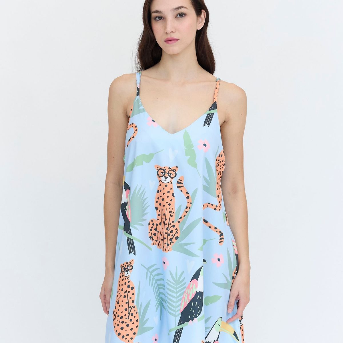 GUINDA - Vestido corto estampado Leopardo Foil Guinda