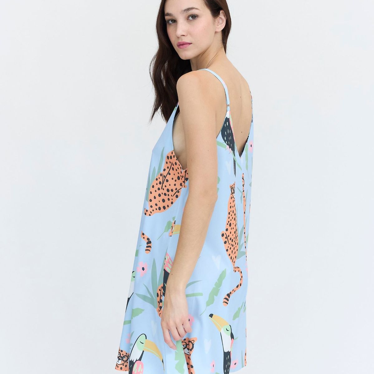 GUINDA - Vestido corto estampado Leopardo Foil Guinda