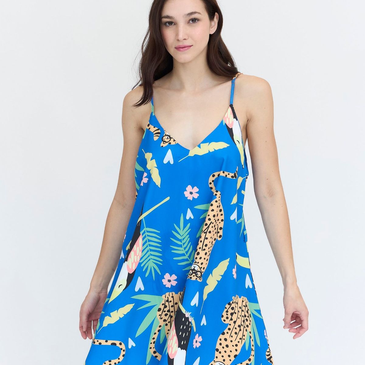 GUINDA - Vestido corto estampado Leopardo Foil Guinda