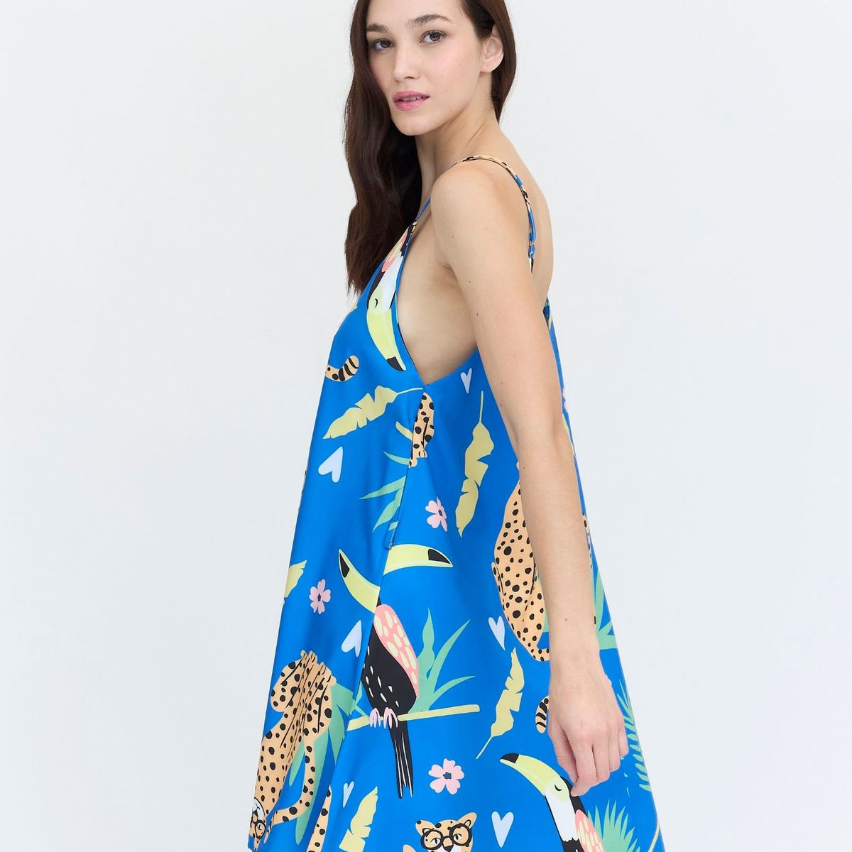 GUINDA - Vestido corto estampado Leopardo Foil Guinda