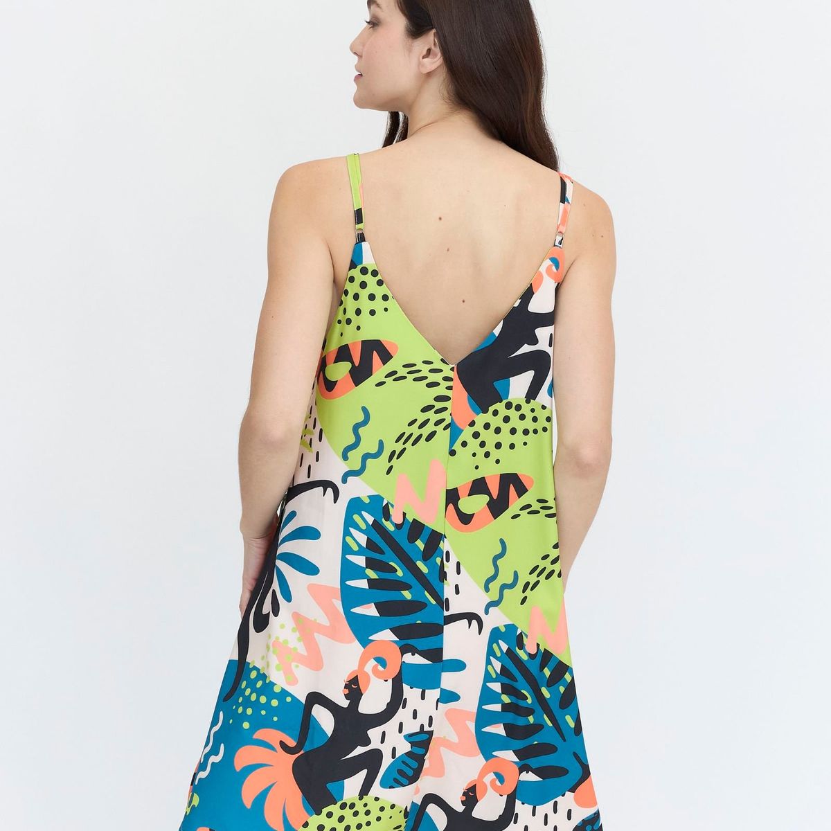 GUINDA - Vestido corto estampado con tirantes Candy Guinda