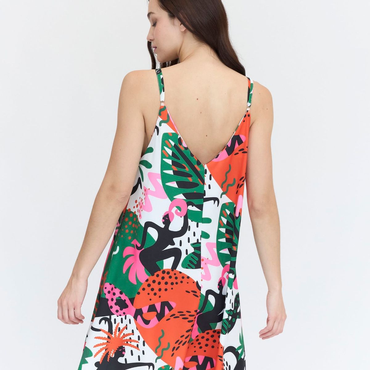 GUINDA - Vestido corto estampado con tirantes Candy Guinda