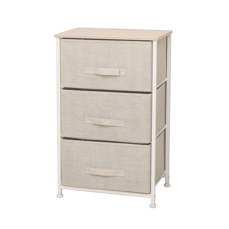 GENERICO - Cajonera Cómoda 3 Cajones Estructura Metálica Liviana Beige