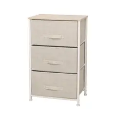 GENERICO - Cajonera Cómoda 3 Cajones Estructura Metálica Liviana Beige
